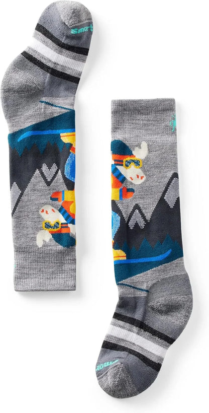 Smartwool Unisex Kids Full Cushion Mountain Moose Pattern Over The Calf Socks (Toddler/Little Kid/Big Kid)